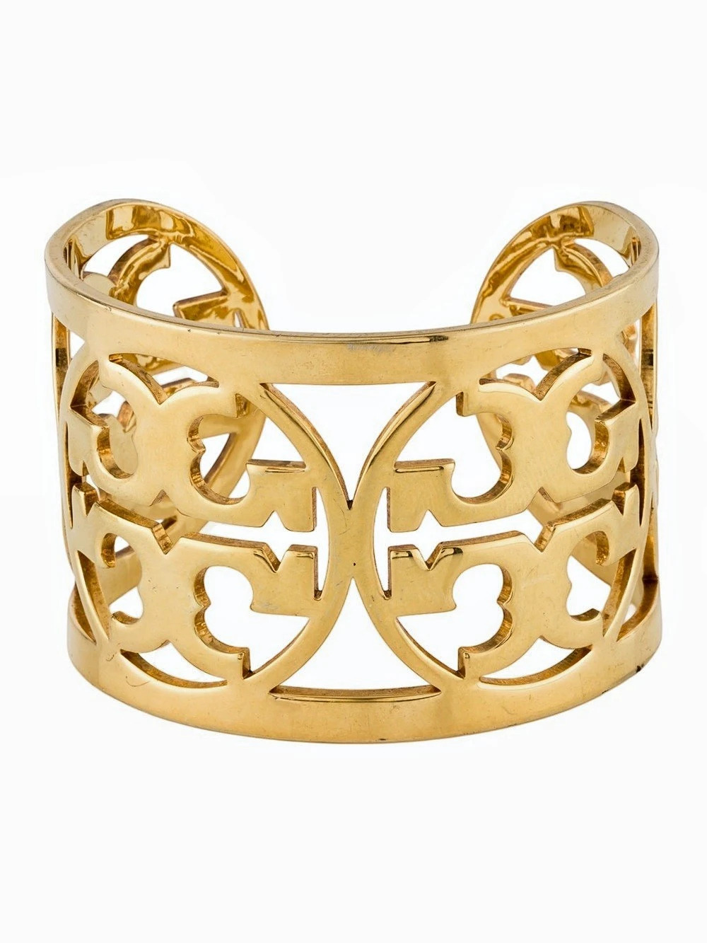 Tory Burch Gold Logo Cutout Cuff Bracelet
